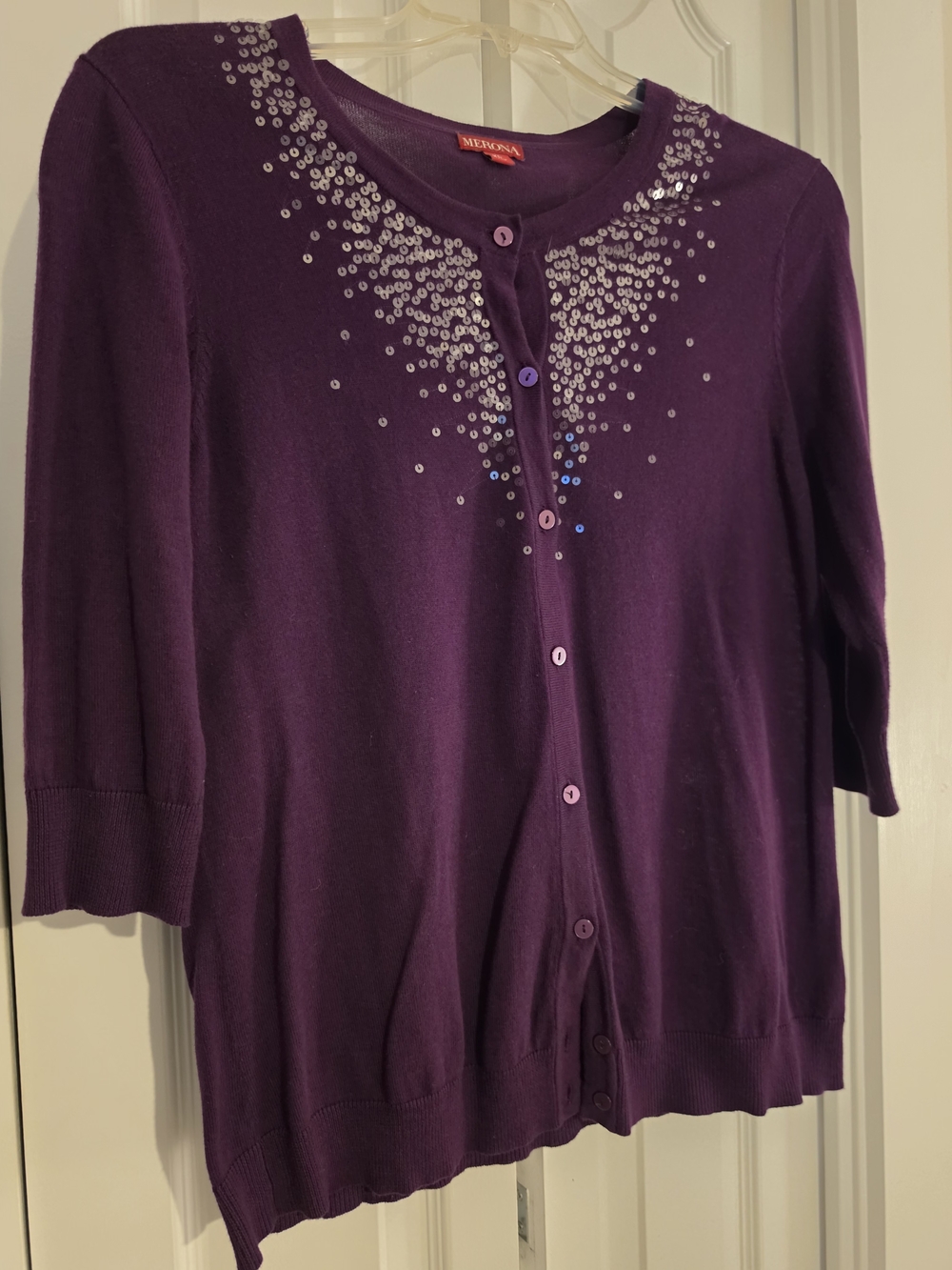 Merona Purple Sequin-Embellished Women's Cardigan XL